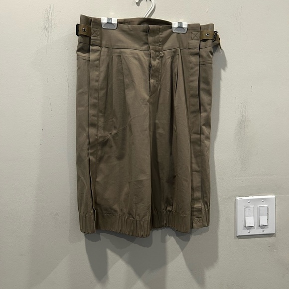 Philosophy by Khaki Pleated Skirt with Buckle Details. Size...